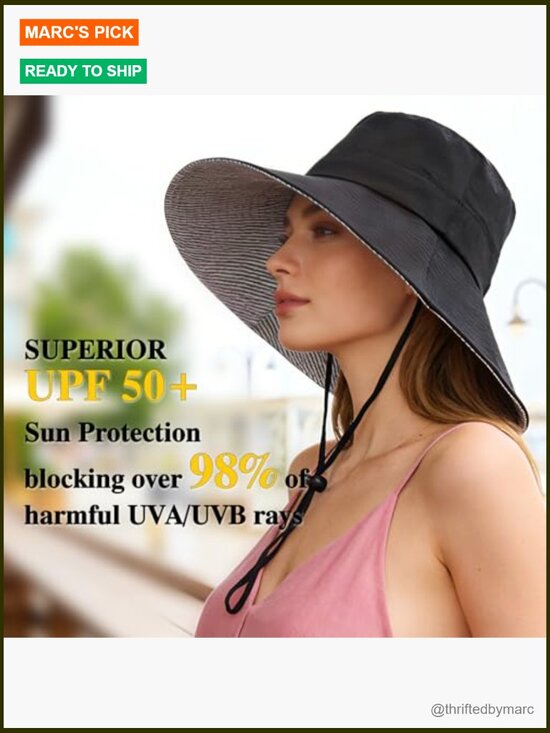 Women\'s Wide Brim Sun Hat UPF 50+ Foldable Beach Travel Hat